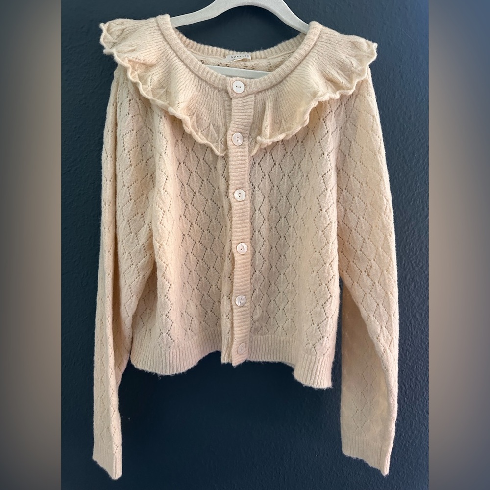 Cream Ruffled kids Sweater